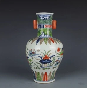 Beautiful Collectable Chinese Hand Five Colours Porcelain mandarin duck Vase - Picture 1 of 9
