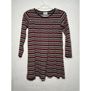 Hanna Anderson striped flare long sleeve dress girls 10 casual everyday classic - Picture 1 of 6