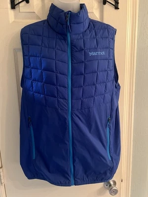 MARMOT 700 FILL DOWN BLUE PUFFER VEST SZ MEDIUM Excellent Condition - image 1 of 2