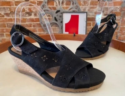 Земля черный замшевый вырез на танкетке сандалии новый Attalea Багама - Изображение 1 из 3