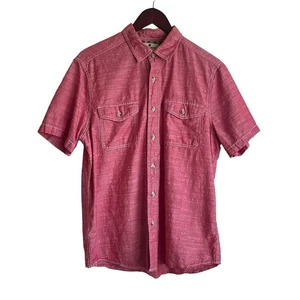 Woolrich Men Camp Shirt M Red Heather Woven Cotton Classic Casual Office Travel - Picture 1 of 10
