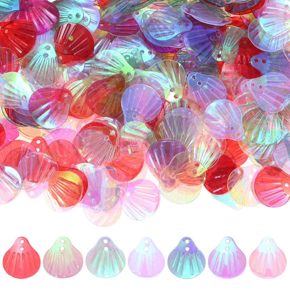Paquete de 600 lentejuelas de concha marina, lentejuelas sueltas en forma de concha con 2 agujeros [multicolor] Foto 1 de 4