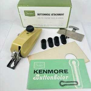VTG Sears Kenmore Buttonhole Attachment Greist USA With 4 Templates Original Box - Picture 1 of 22