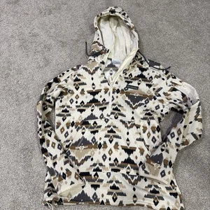 Columbia schwerer Westernpullover beige Aztekenmuster Kapuzenpullover Damen Gr. M Quarter Zip - Bild 1 von 9