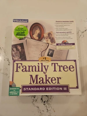 Broderbund Family Tree Maker Standard Edition 3 Windows 95 3.1 Ancestry Software - Image 1 of 4