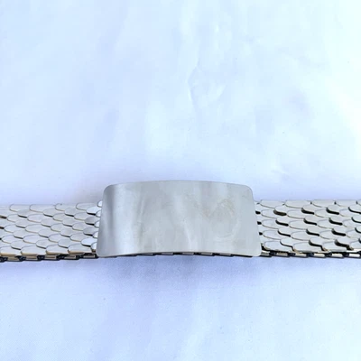 Silver Tone Metal Stretch Belt Retro Fish Scale Snake Vintage 1970s 1980s Shiny - Image 1 of 4