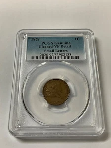 1858 Flying Eagle Cent 1C Small Letters PCGS Genuine Cleaned VF Detail 53982188 - Picture 1 of 2