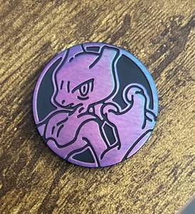 Official Pokemon Trading Card Game TCG Plastic 3.5mm Purple Mewtwo Coin - Picture 1 of 2
