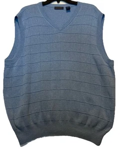 Men's Saddlebred Knit Sweater Vest Blue Square Block Pattern Classic Cotton EUC - Picture 1 of 6