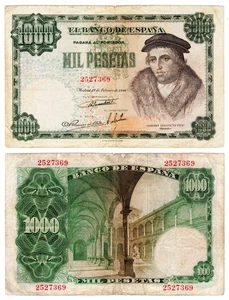 BILLETE 1.000 PESETAS. ESTADO ESPAÑOL. LUIS VIVES. 1946. SIN SERIE. VF- / MBC-. - Imagen 1 de 1