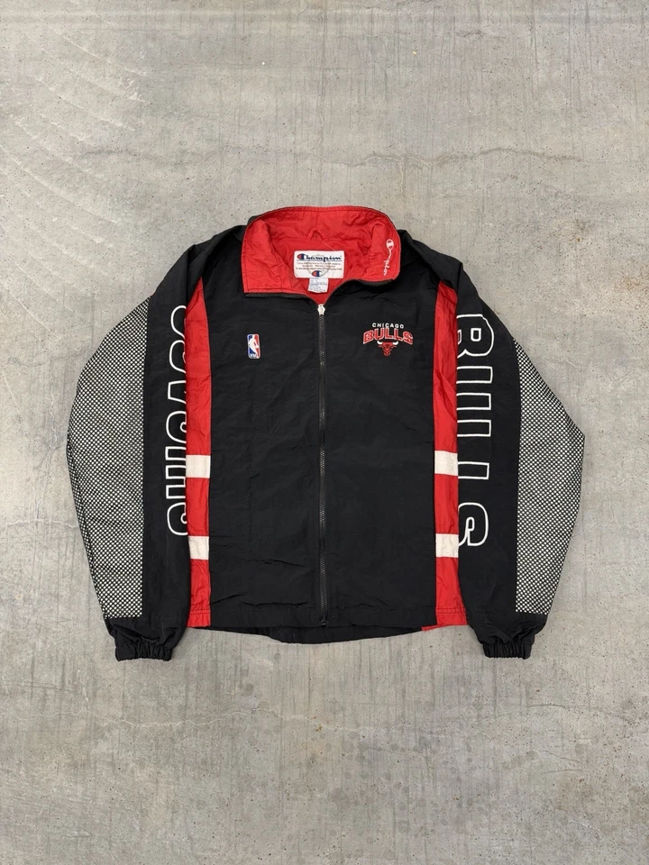 Chaqueta cortavientos vintage años 90 Chicago Bulls rara campeón talla grande Foto 1 de 4