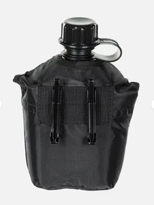 Max Kunststoff Trinkflasche Kantine 1 Ltr schwarz Army Style Camping Airsoft - Bild 1 von 2