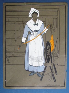 Mixed Media Illustration Print " SPINNING WHEEL " by Bess Bruce Cleaveland - Picture 1 of 3