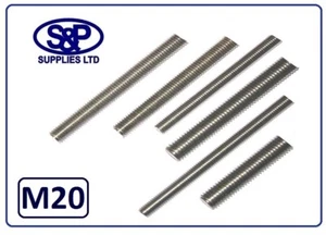 M20 - 20 MM EDELSTAHL NIETEN GEWINDESTABBOLZEN ST/ST 100 MM BIS 350 MM LANG - Bild 1 von 3