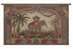 The Elephant Belgian Oriental Asin Theme Design Woven Tapestry Wall Hanging - Picture 1 of 4