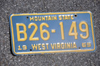 West Virginia license plate   1969