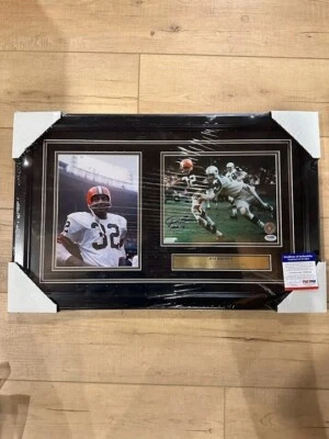 Jim Brown signed HOF71 autographed Cleveland Browns 8x10 Photo collage frame PSA - Image 1 of 4