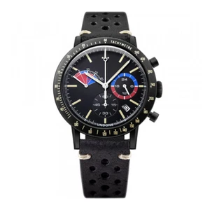 Undone Regatta Chrono Hybrid Quarz mechanisch Stahl schwarz Leder Herrenuhr - Bild 1 von 4