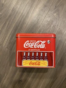 Vintage Coca Cola Cooler Tin Storage Can 5in x 4in x 4in - Picture 1 of 5