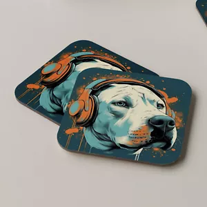 Bully Kutta Coaster Drinks Tea Coffee Music Headphones DJ Music - Picture 1 of 1