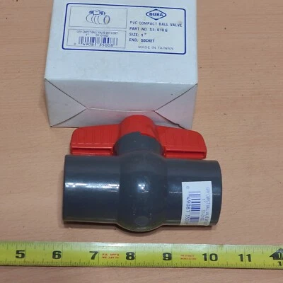 DURA  S1-010G Dura Compact Ball Valve PVC Gray 1 in. Socket - Image 1 of 4