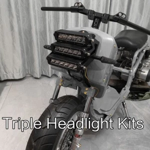 Triple Headlight Kits Headlamp For Honda Ruckus Zoomer GY6 Chuckus Scooter Parts - Picture 1 of 9