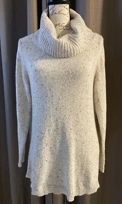 APT 9 颈领毛衣米色棕色金属柔软轻便套衫 S — 第 1/4 张图片