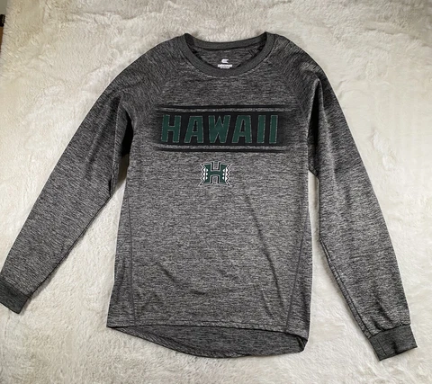 University of Hawaii Rainbow Warriors Football Long Sleeve T-Shirt Green Mens S Cover