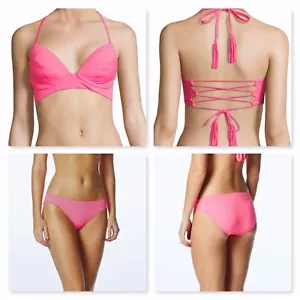 Coco Rave Pretty in Pink Underwire Halter Bikini Top & Bottom~Sz 36D/L~NWT $98 - Picture 1 of 6