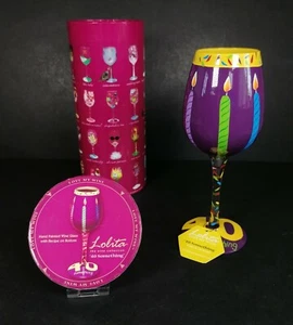 Copa de Vino Decorada Lolita 40 Algo Cóctel En Caja Cumpleaños Pintada a Mano - Imagen 1 de 12