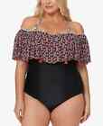 Womens Jessica Simpson Plus Size Ruffled Off Shoulder One Piece Swimsuit 1X 1 X