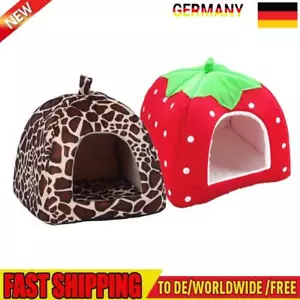Soft Strawberry Pet Dog Cat Bed House Kennel Doggy Puppies Warm Cushion Basket Pad - Picture 1 of 14