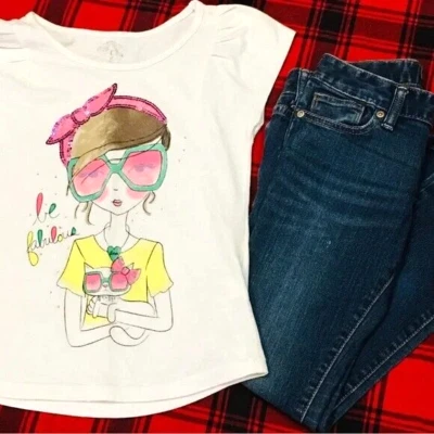 Sequin cat girl too and ballerina skinny denim jeans - school outfit 8 - Image 1 of 4