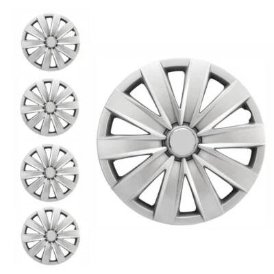 JUEGO PREMIUM DE 4 TAPACUBOS ABS tapacubos a presión cubierta de rueda completa plateada se adapta a Mercury Foto 1 de 4