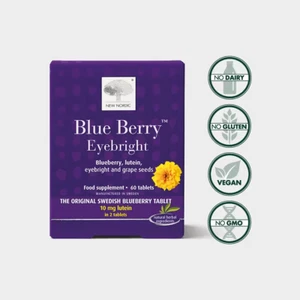 Neu Nordic Blue Berry Eyebright Blaubeere 10Mg Lutein 60 Tabletten Rrp £21 - Bild 1 von 5