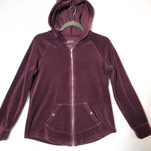 Style & Co Sport Womens Hooded Jacket Small Full Zip Snap Pockets Deep Plum - Picture 1 of 10