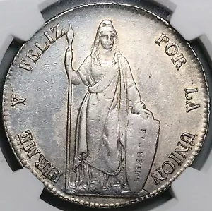 1845 NGC XF 45 Peru LIMA 8 Reales Standing Liberty Silver Coin (23060603C) - Picture 1 of 6