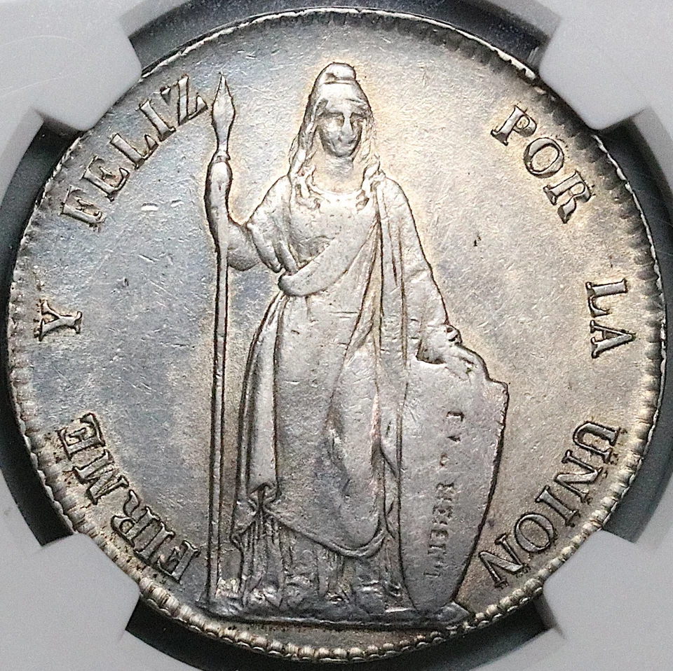 1845 NGC XF 45 Peru LIMA 8 Reales Standing Liberty Silver Coin (23060603C) - Image 1 of 4