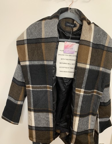 VETEMENTS Cappotto Rabato Chicwish Prairie Donna Tg: Small Check con Cintura. Nuovo con etichetta