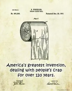 Vintage Toilet Paper Roll Patent Poster Art Print Bathroom Wall Decor Humor Gift - Picture 1 of 8