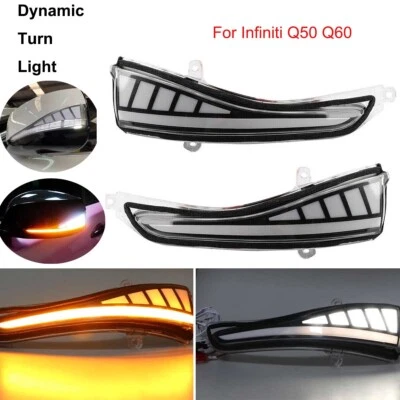 LED Side Mirror Dynamic Turn Signal Sequential Light DRL Light For Infiniti Q50  - Image 1 of 4