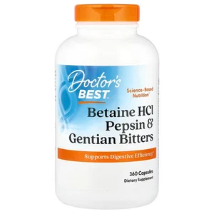 Doctor's Best, Betain HCl, Pepsin und Enzianbitter, 360 Kapseln - Bild 1 von 2