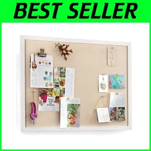 Multi-Functional 23x18 Linen Bulletin Board with 20 Pushpins for Easy Display - Picture 1 of 11