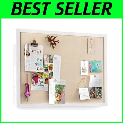 Multi-Functional 23x18 Linen Bulletin Board with 20 Pushpins for Easy Display - Image 1 of 4