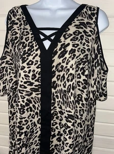 Chicos Gr. 1 (MEDIUM) Leopardenmuster Schulterfrei Tunika Pullover S/S EUC - Bild 1 von 13