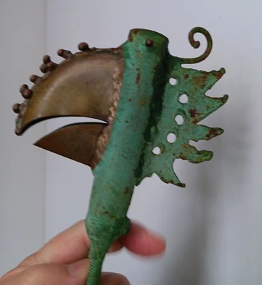  GINO BUSHINI MCM Whimsical Bird Candleholder Sculptures Brutalist Mixed Metal - Image 1 of 4