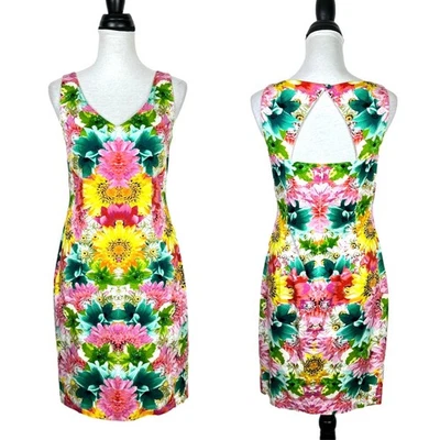 Vestido Vaina London Times 6 Colorido Floral Sin Mangas Espalda Abierta Hasta la Rodilla Foto 1 de 4