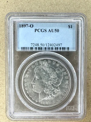 1897 O Morgan Silver Dollar US Coin PCGS AU50 - Image 1 of 4
