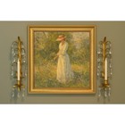 Vtg 1970s Hollywood Regency Gold Tole Wall Candle Sconces Prisms ITALY PAIR