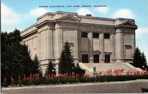 Postkarte Phipps Auditorium Stadtpark Denver Colorado Leinen nicht verschickt - Bild 1 von 3